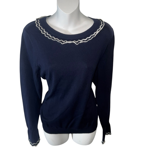Women's Boden Sweater, Size 10, Navy and White classy preppy - Picture 2 of 7